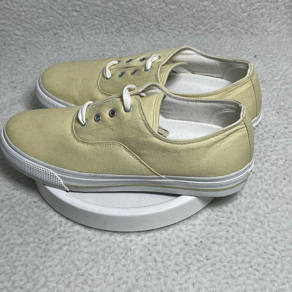 LL Bean Canvas Sneaker Womens Size 9 Yellow Fabric Lace Up Low Top Shoes NWT